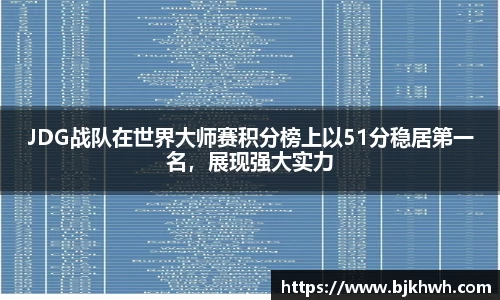JDG战队在世界大师赛积分榜上以51分稳居第一名，展现强大实力